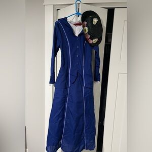 Disney Enchanting Blue ADULT Costume with Black Floral Hat